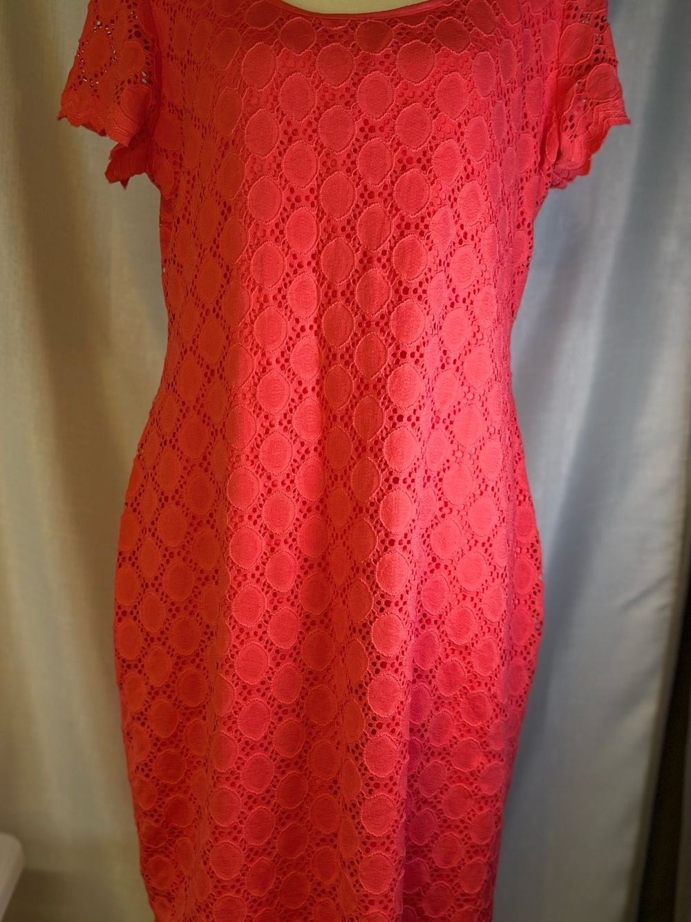 Ronni Nicole Coral Knit Dress Size 14 Lined